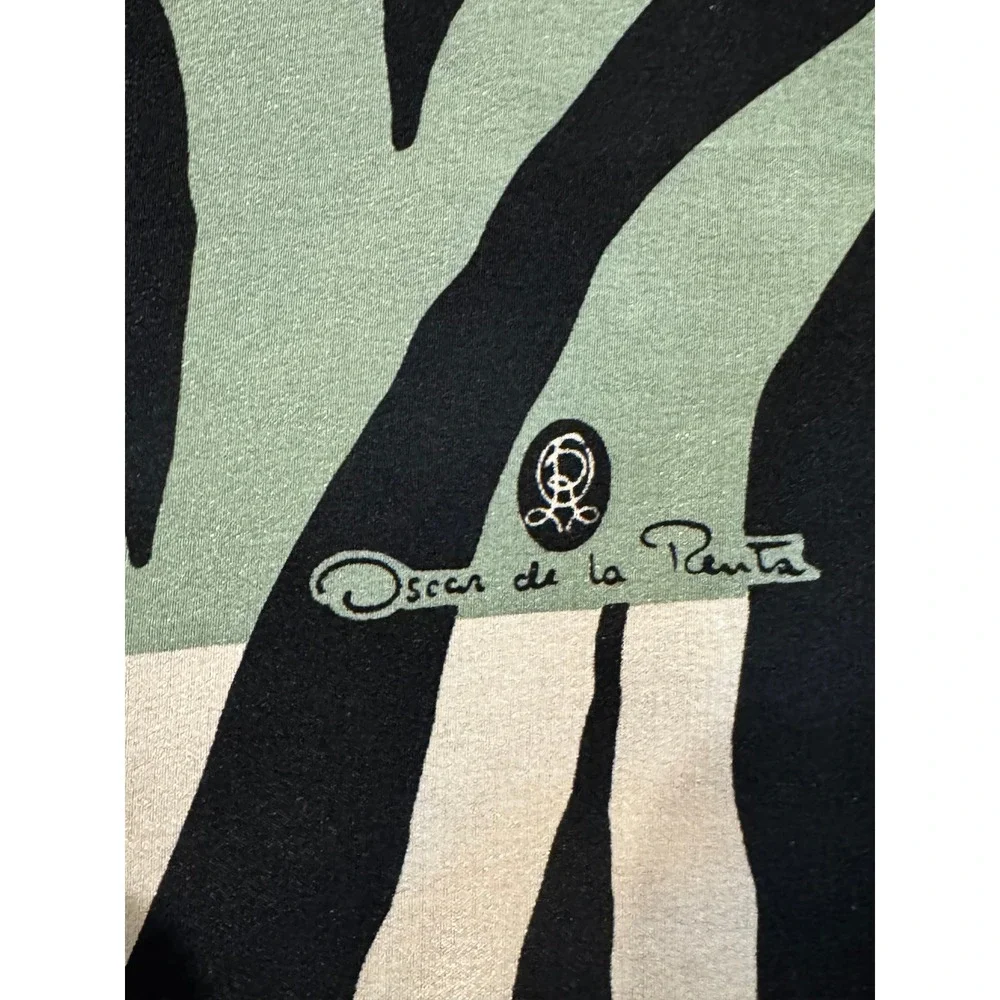 Oscar de la Renta Scarf Multicolor Zebra Print 100% Silk Square Made in Japan